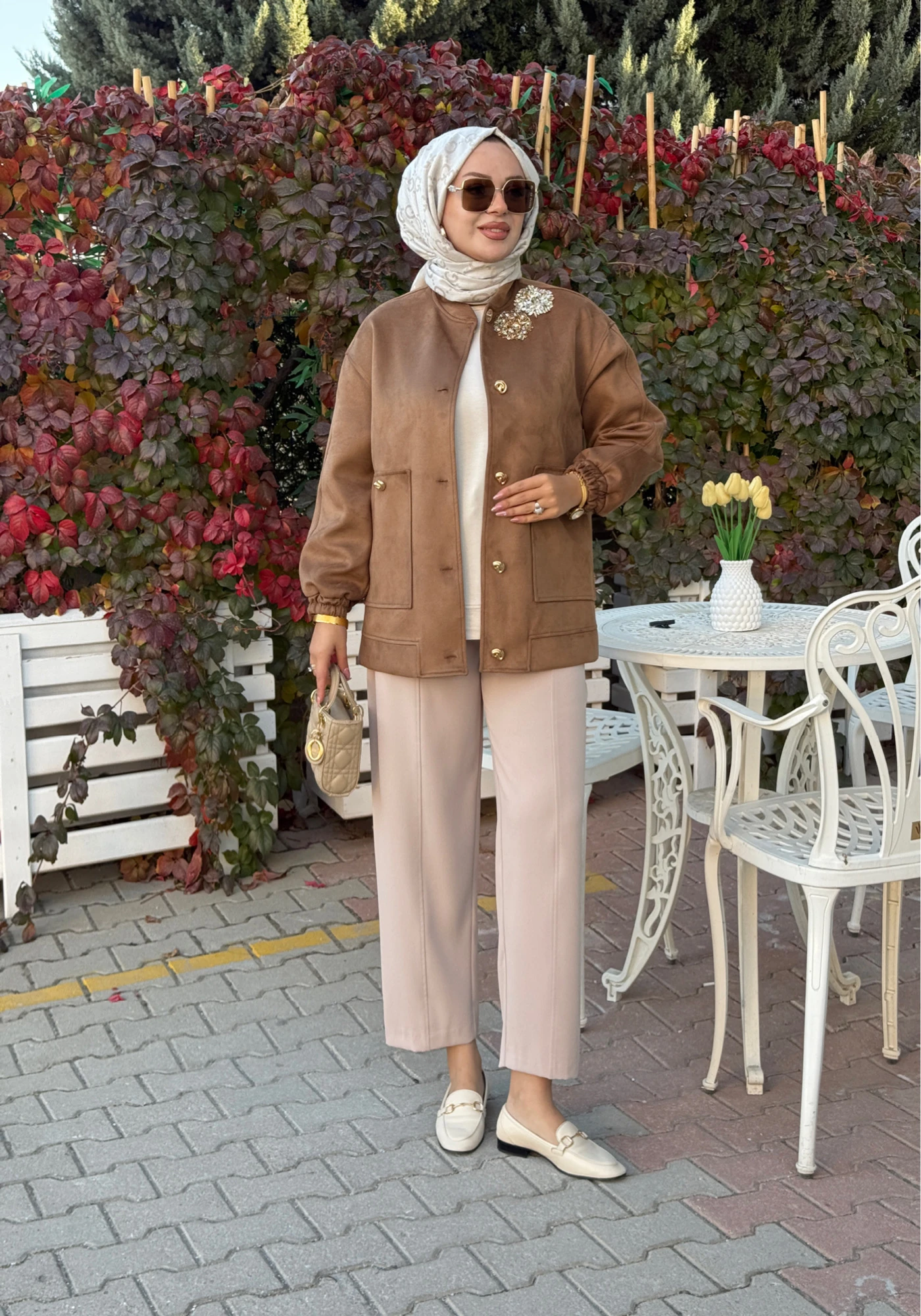 TAŞLI SÜET BOMBER CEKET