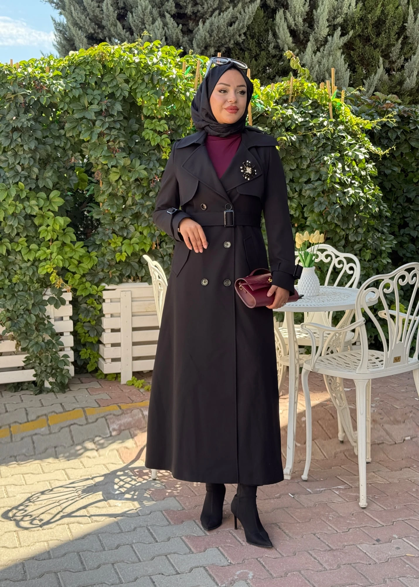 MİSSEMRAMİSS YAKASI BROŞ DETAYLI TRENÇKOT