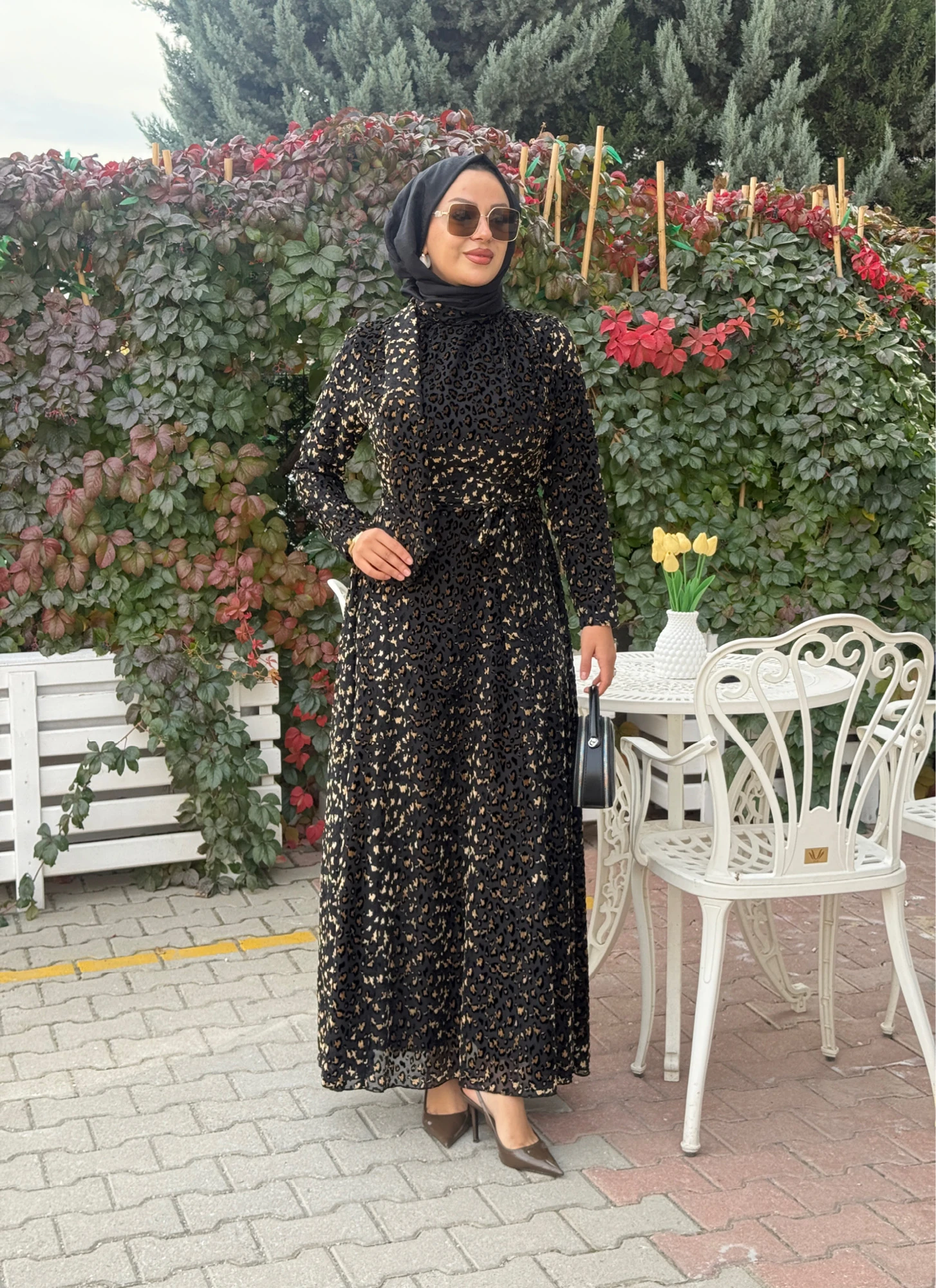 LEOPARLI SÜET ELBİSE