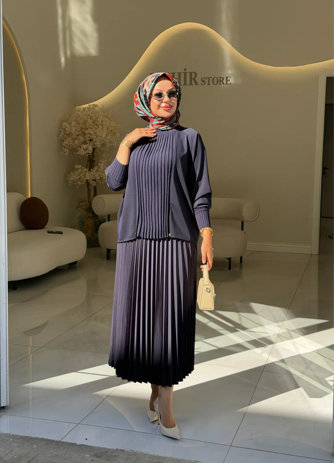 GHİSA  ÖNÜ MERSERİZE DETAYLI ŞİFON TUNİK