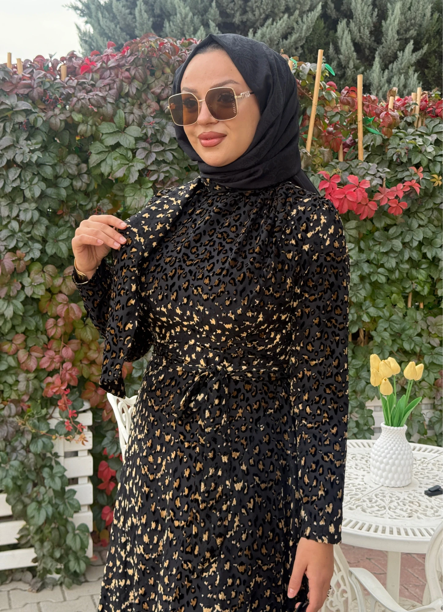 LEOPARLI SÜET ELBİSE