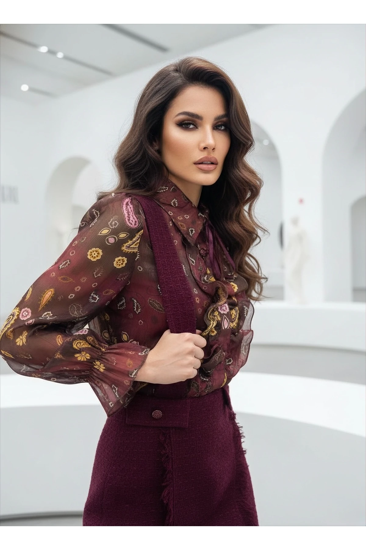 İthal Tüvit & Yoryo Şifon Kumaş Astarlı Özel Tasarım Desenli Astarlı Elbise