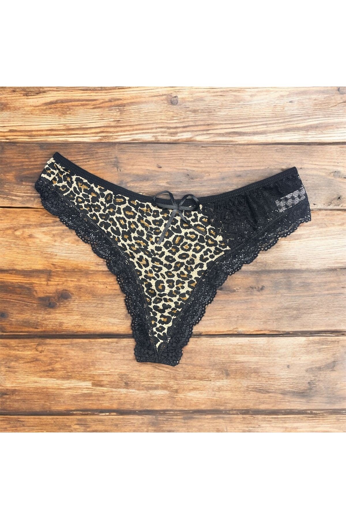 Kadın Leopar Desen Dantel Detaylı String