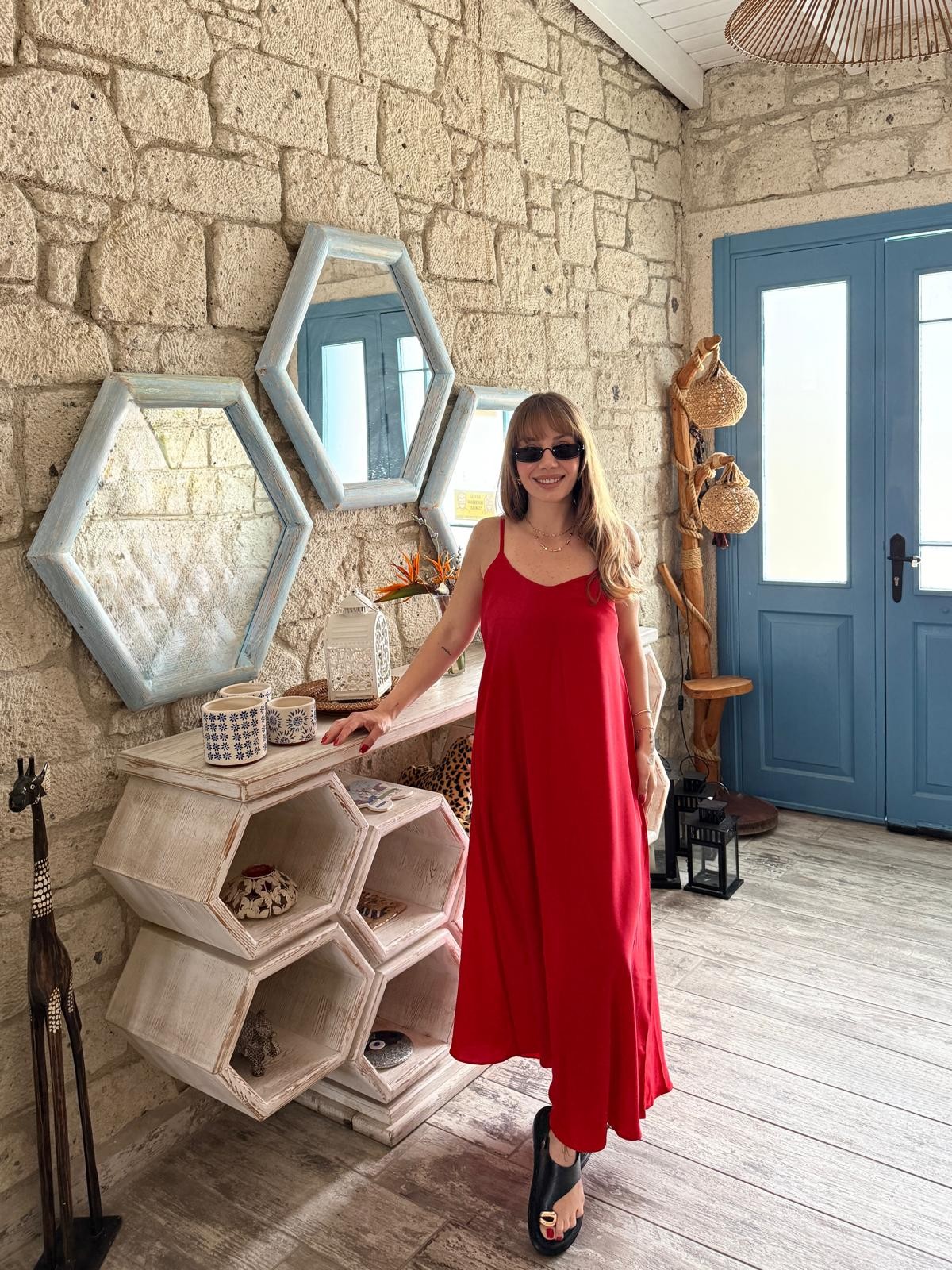 ROSALIA KIRMIZI UZUN ELBİSE