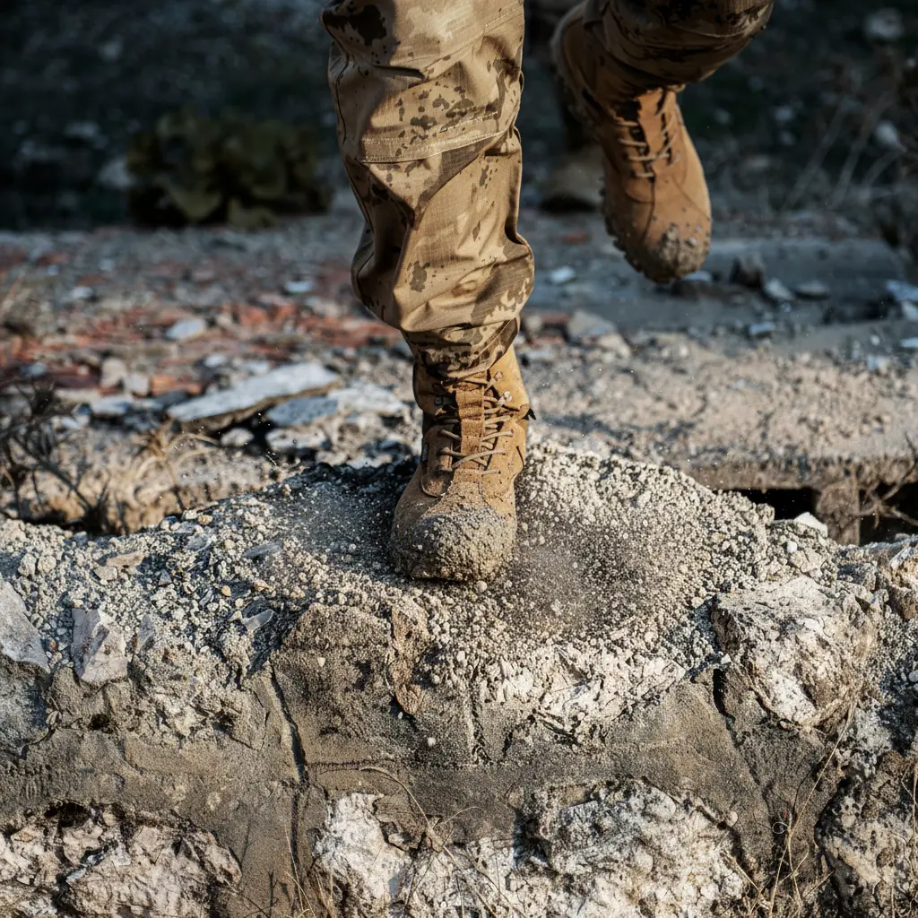 Dust and mud that cling to boot surfaces in harsh terrain conditions can quickly damage the material structure. Regular cleaning and maintenance are critical for preserving mission performance.