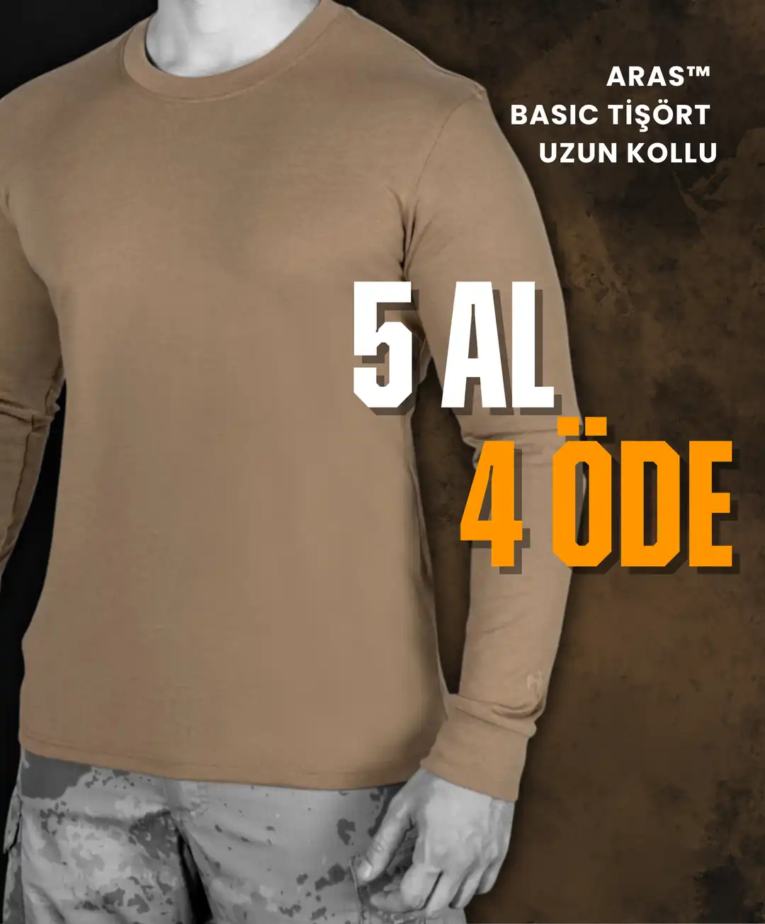 5 AL 4 ÖDE ARAS™ BASIC TİŞÖRT UZUN KOLLU