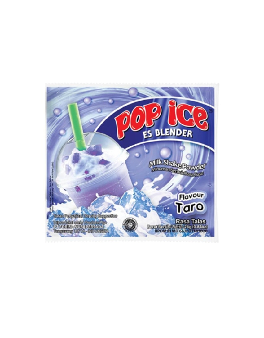 Pop Ice Es Blender Milk Shake Powder Minuman Serbuk Rasa Susu TARO rasa talas 24g 1 paket