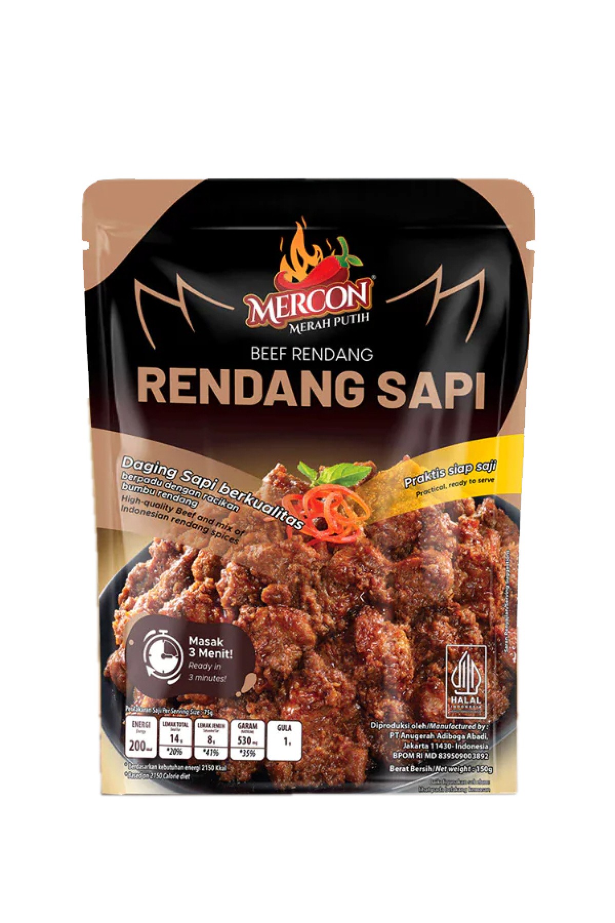 Mercon Merah Putih - Authentic Beef Rendang 1 paket