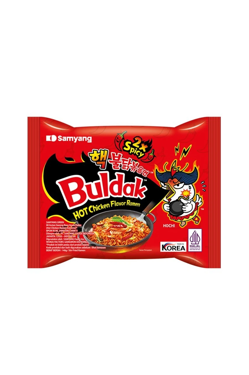 SAMYANG BULDAK Mi instan goreng rasa Ayam Pedas- extreme- 2x Spicy 140gr