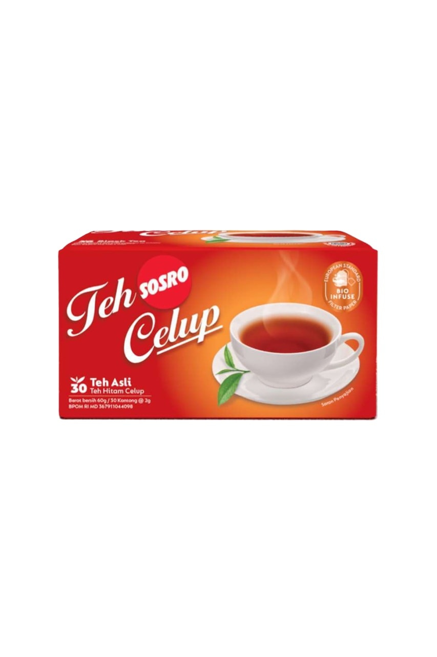 SOSRO teh celup teh asli/black tea 30x2gr kentong/teabags 60gr