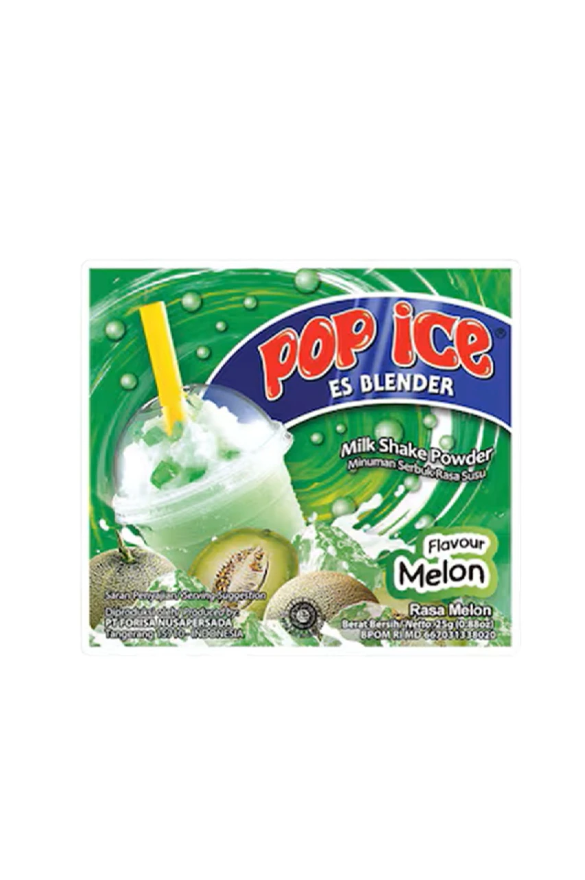 Pop Ice Es Blender Milk Shake Powder Minuman Serbuk Rasa Susu Melon 23g 1 Adet