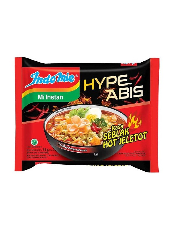 Indomie noodles HYPE ABIS mi kuah rasa Seblak Hot Jeletot 80gr 1 paket