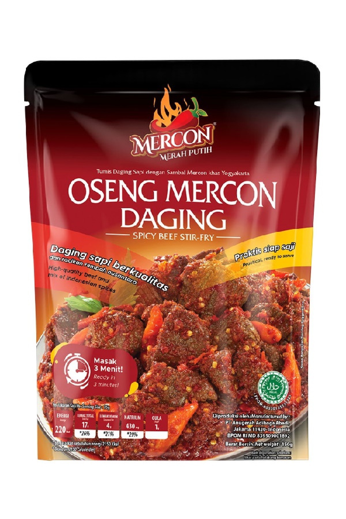 Mercon Merah Putih - Oseng Mercon Daging 1 paket