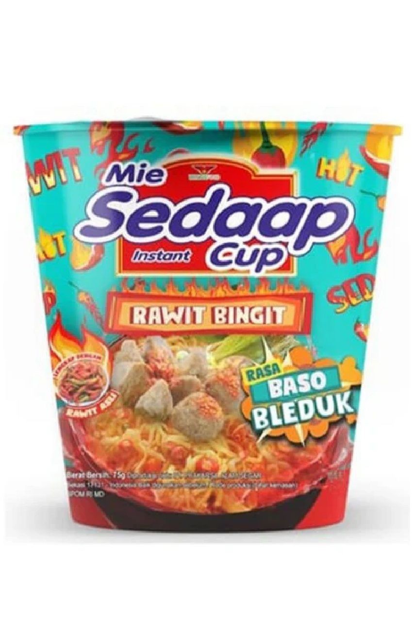 Mie Sedaap Cup Rawit Bingit Baso Bleduk 77g Süper Acılı Köfte Aromalı Hazır Noodle 1 paket