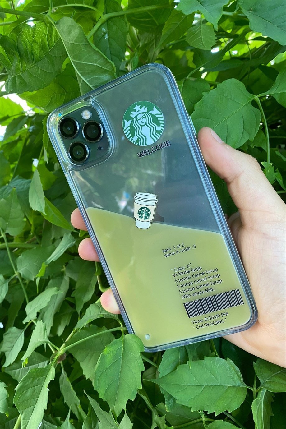 iPhone 12 Pro Starbucks Temalı Sulu Kılıf Açık Kahverengi