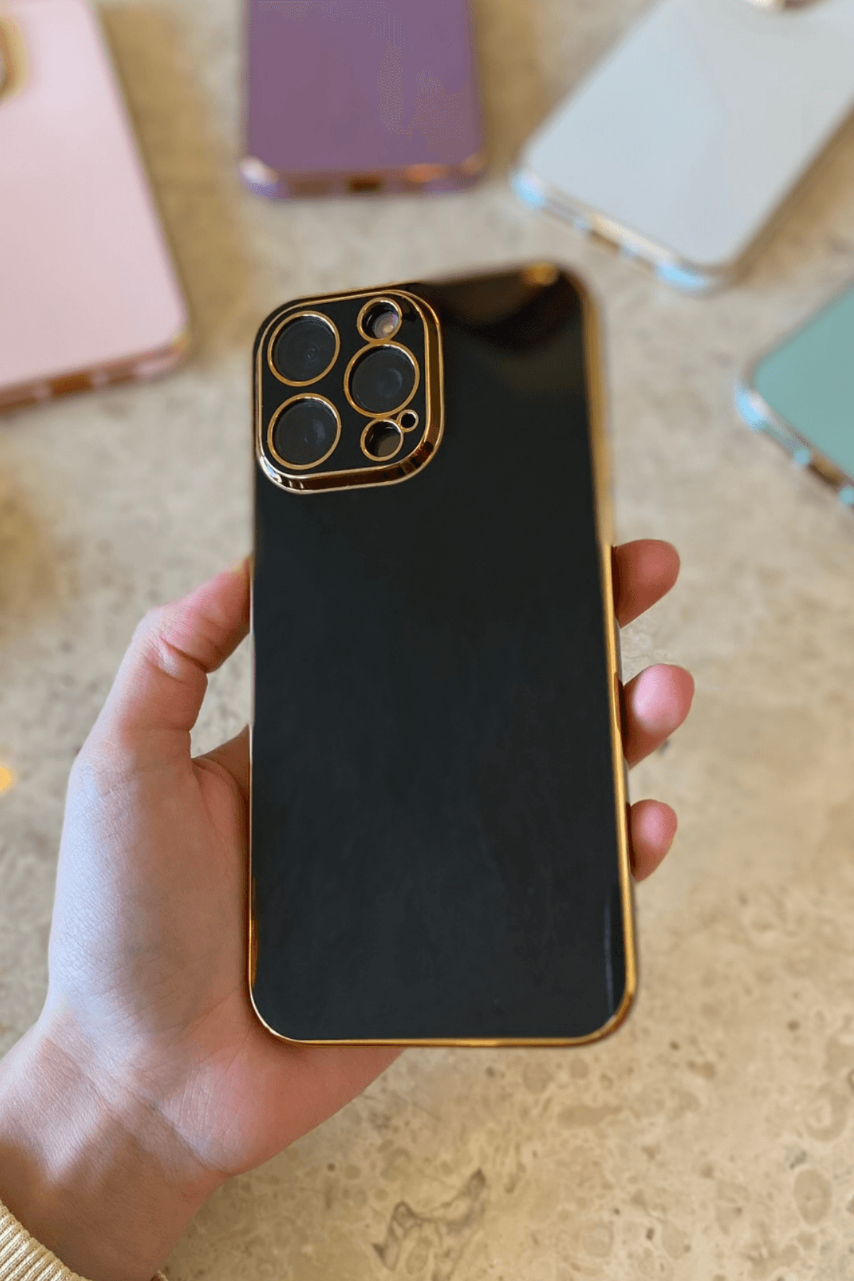 iPhone 14 Pro Uyumlu Renkli Elegance Kılıf Siyah