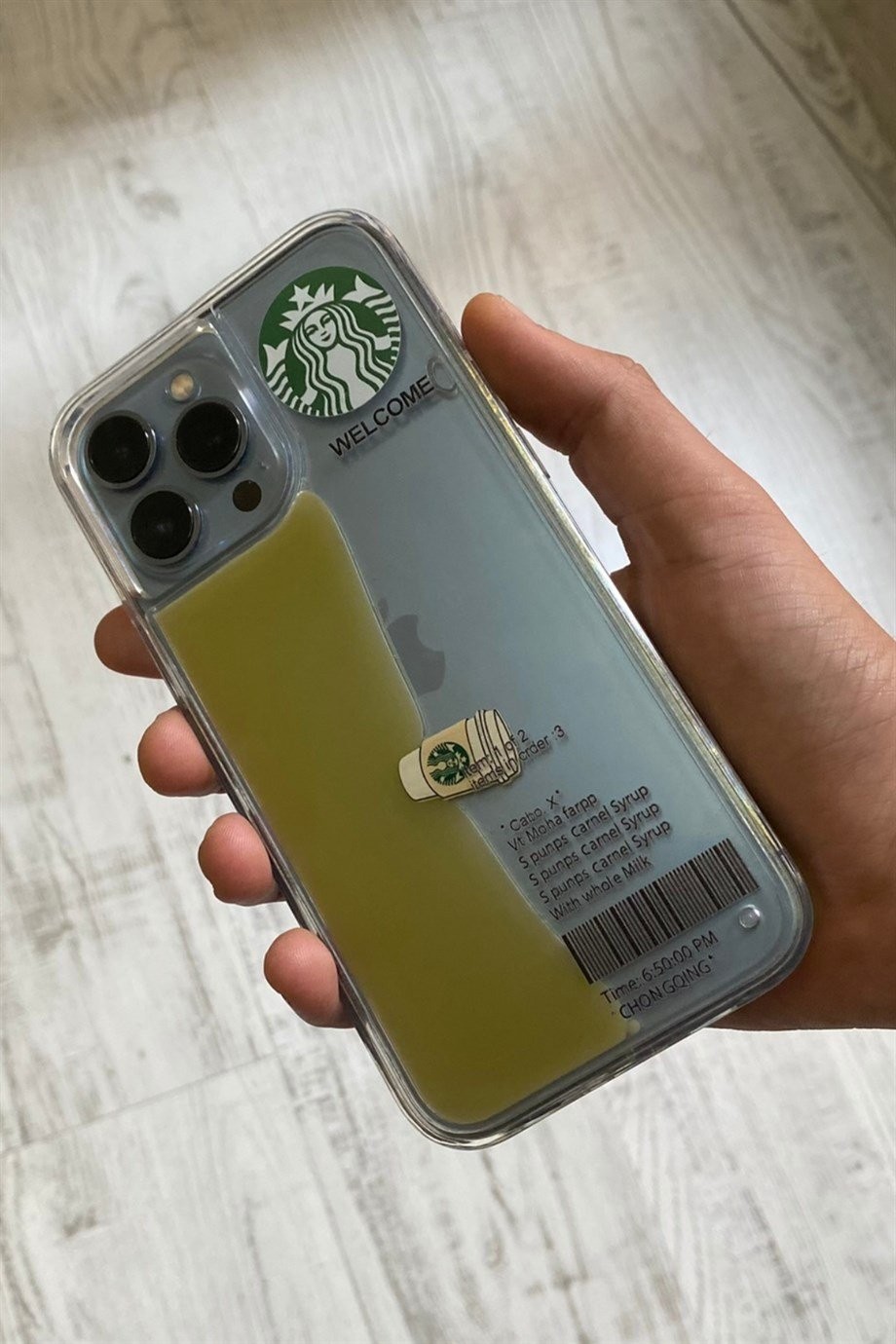 iPhone 13 Pro Starbucks Temalı Sulu Kılıf Açık Kahverengi