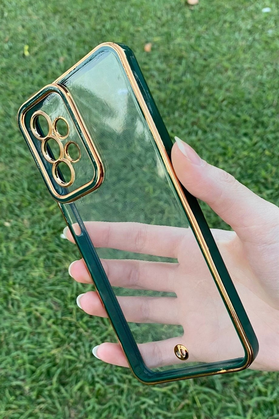 Galaxy A23 Gold Kenar Elegance Kılıf Yeşil