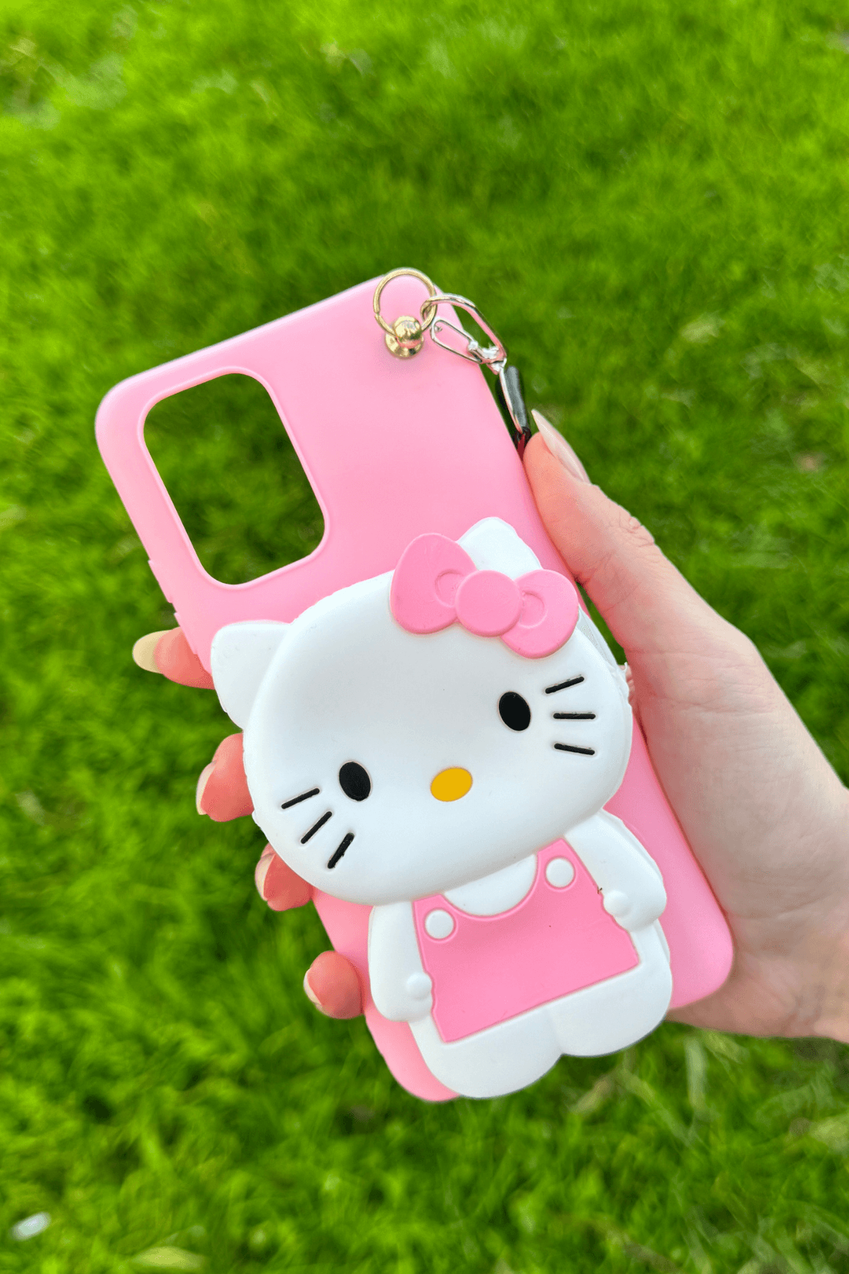 Oppo A16 Uyumlu Emojili Askılı Çanta Kılıf Hello Kitty Figürlü Pembe