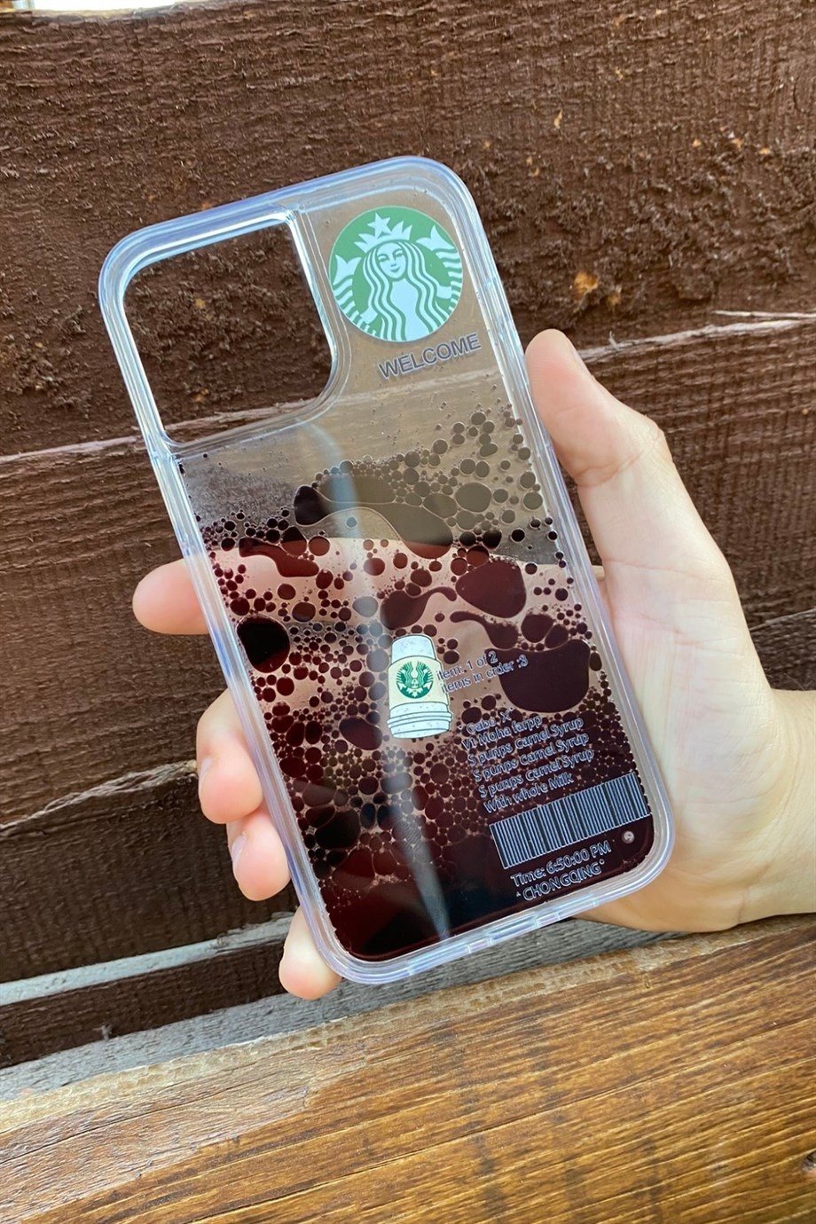 iPhone 13 Pro Starbucks Temalı Sulu Kılıf Koyu Kahverengi