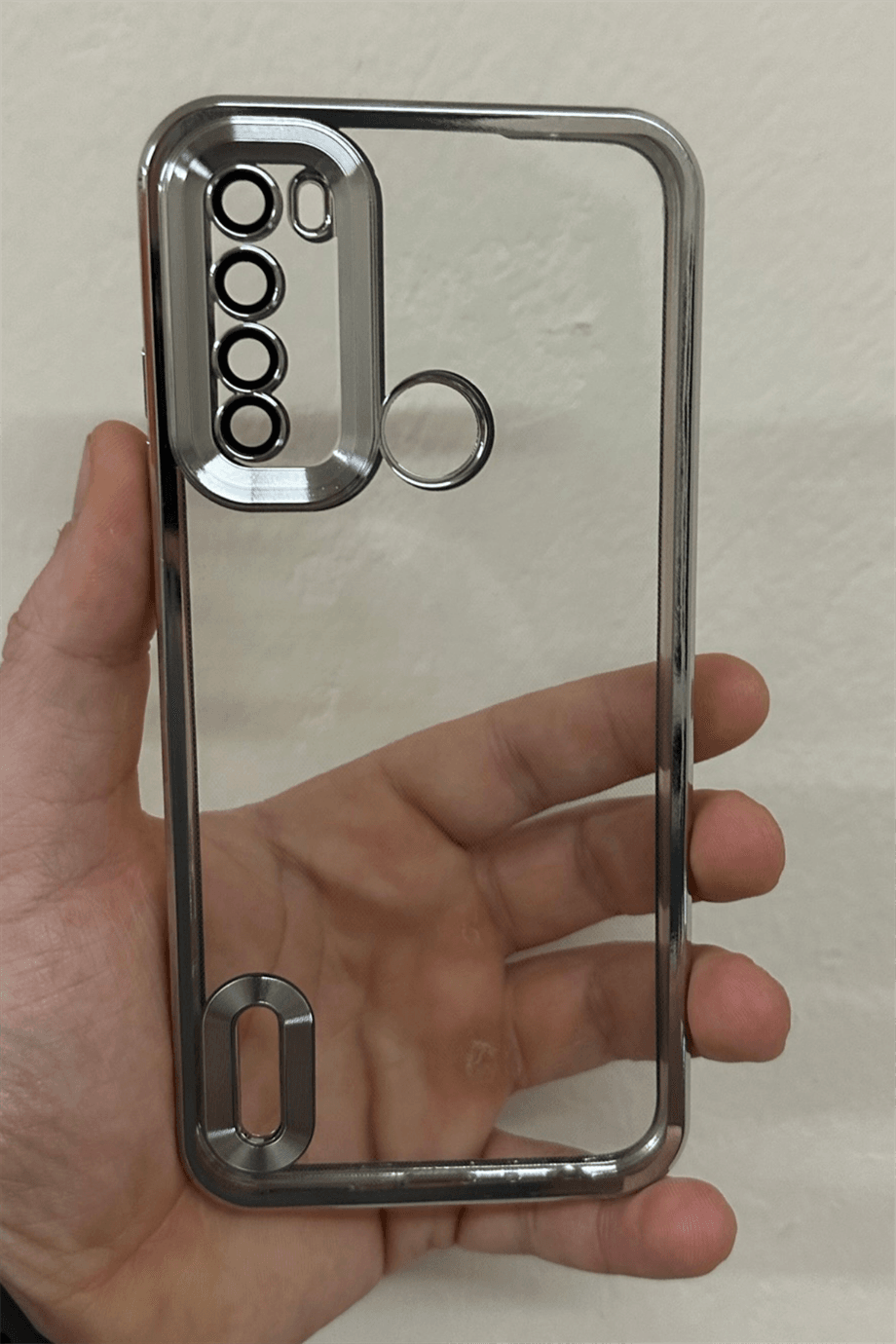 Redmi Note 8 Uyumlu Logo Açık Elegance Kılıf Gümüş