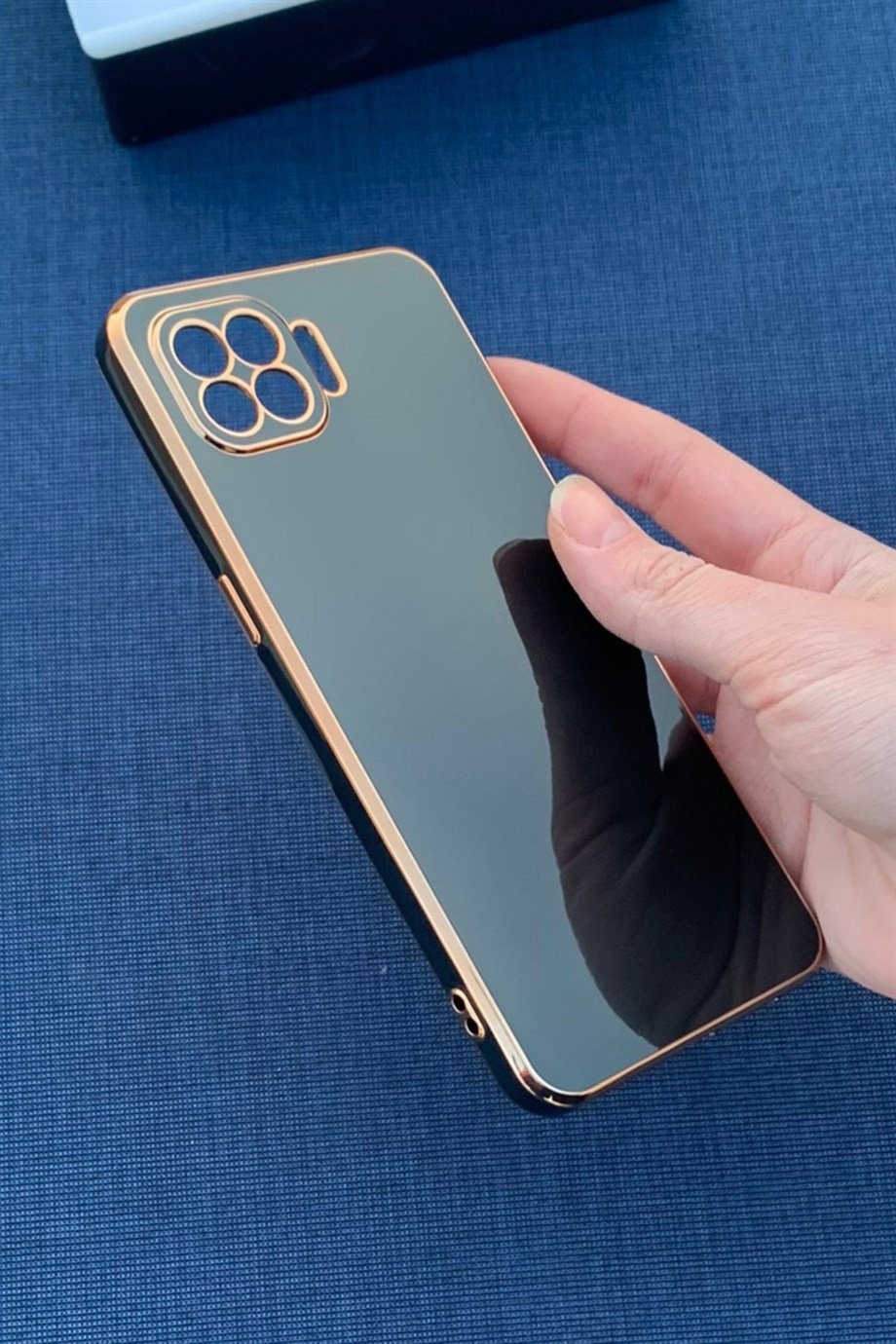 Oppo Reno 4 Lite Uyumlu Renkli Elegance Silikon Kılıf Siyah