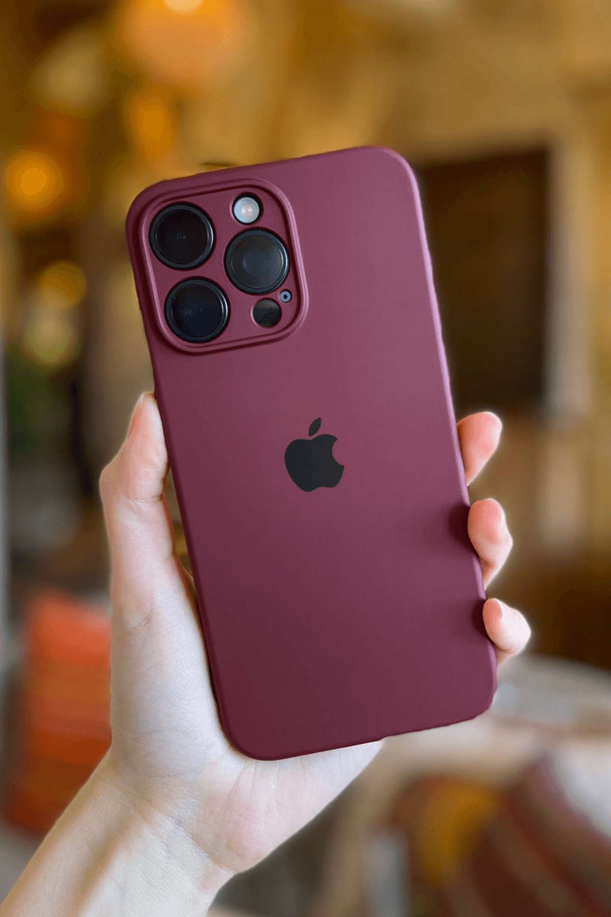 iPhone 12 Pro Uyumlu Logolu Lansman Kılıf Bordo