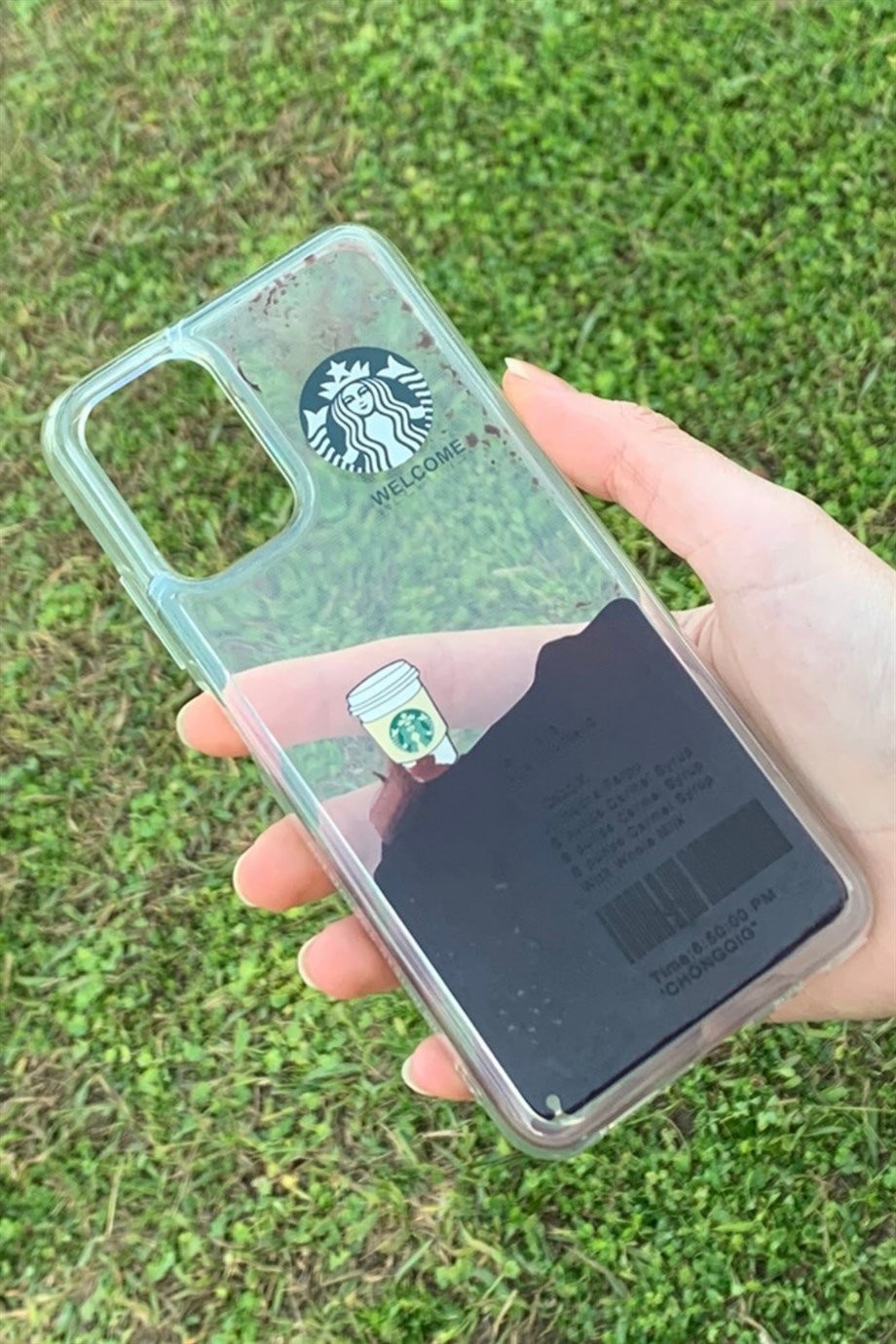 Redmi Note 10 / Note 10s Uyumlu Starbucks Temalı Sulu Kılıf Koyu Kahverengi