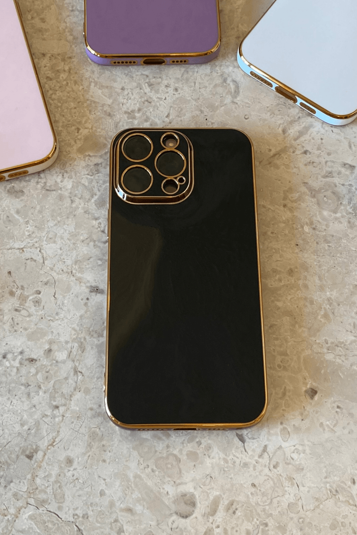 iPhone 12 Pro Uyumlu Renkli Elegance Kılıf Siyah