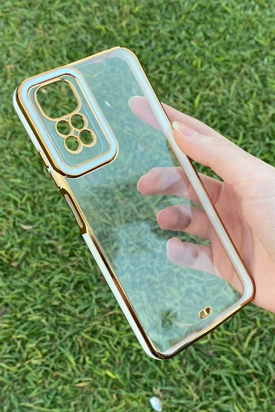 Redmi Note 11 / Note 11s Gold Kenar Elegance Kılıf Beyaz