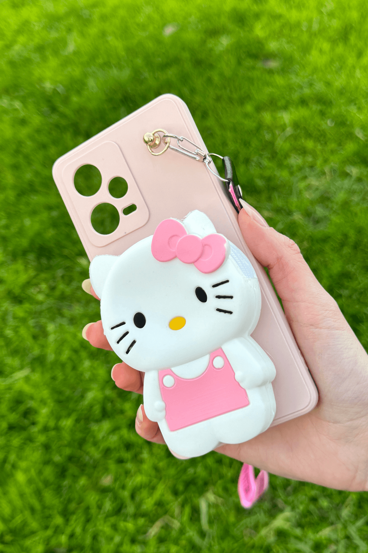 Redmi Note 12 Pro 5G Uyumlu Emojili Askılı Çanta Kılıf Hello Kitty Figürlü Pembe