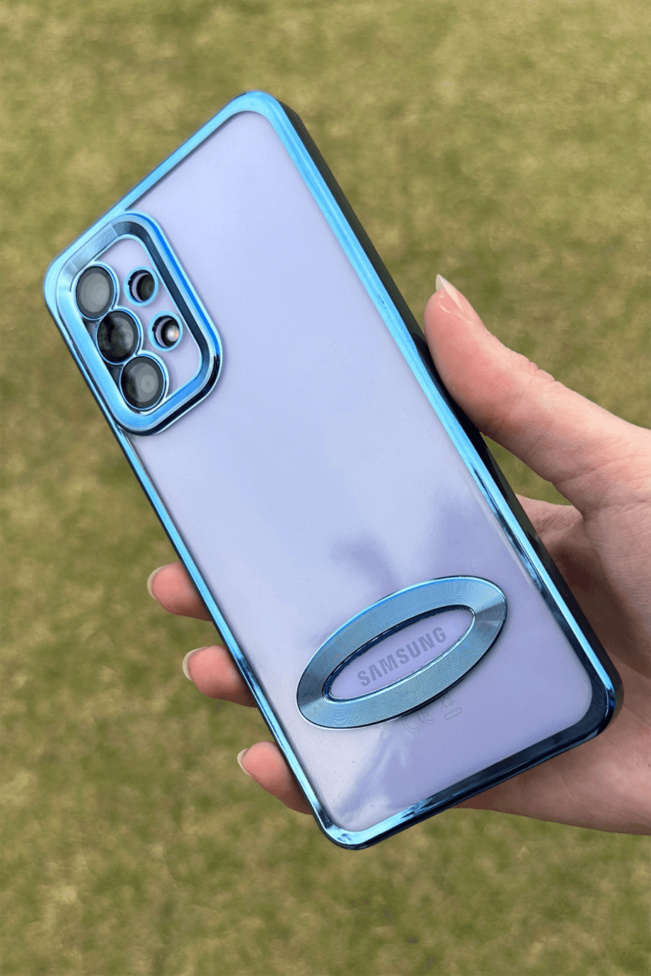 Galaxy A33 Uyumlu Logo Açık Elegance Kılıf Mavi