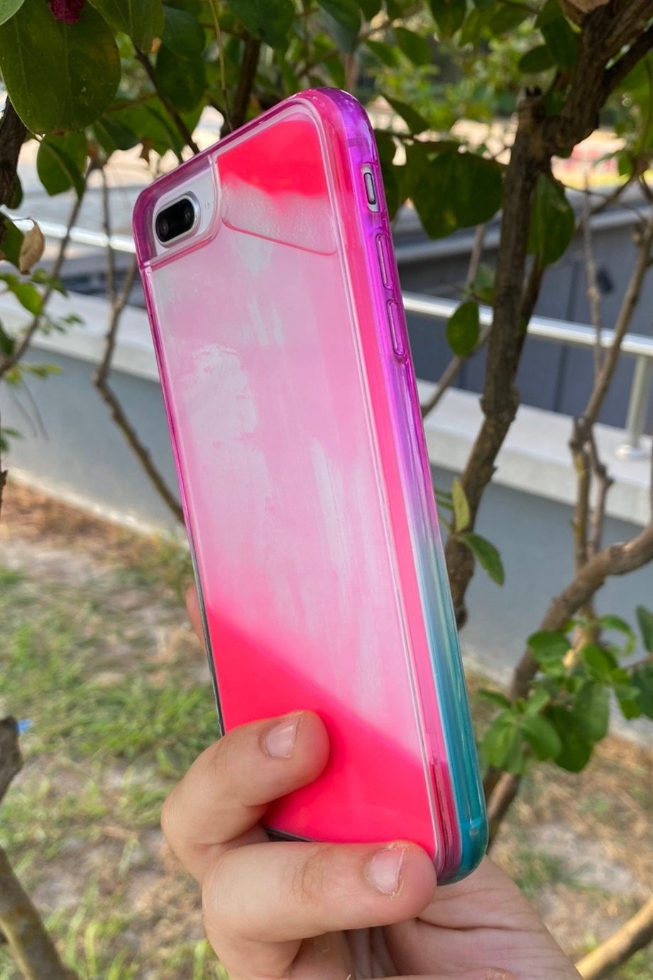 iPhone 7 Plus / 8 Plus Uyumlu Sulu Fosforlu Kılıf Pembe