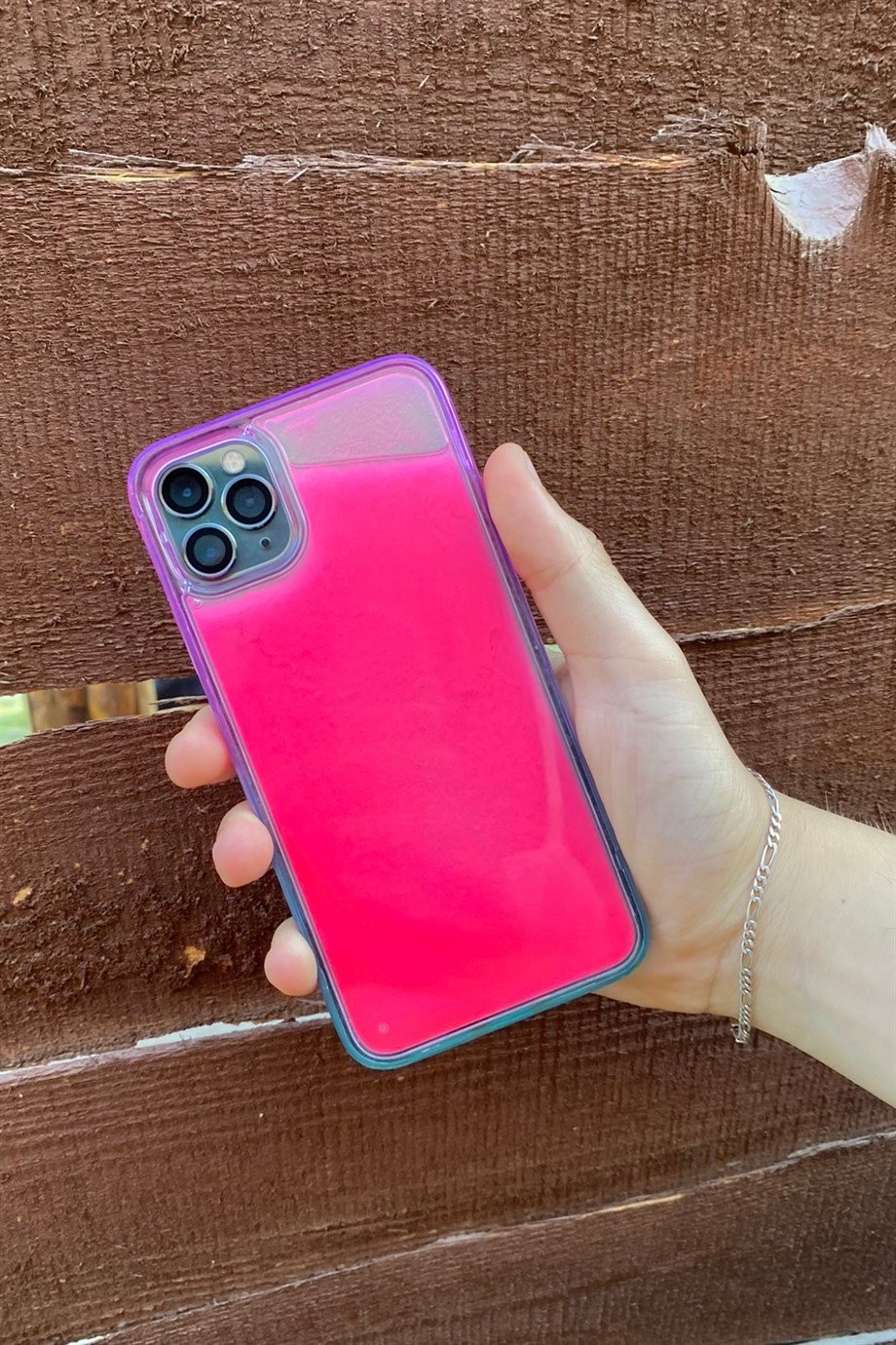 iPhone 11 Pro Max Uyumlu Sulu Fosforlu Kılıf Pembe