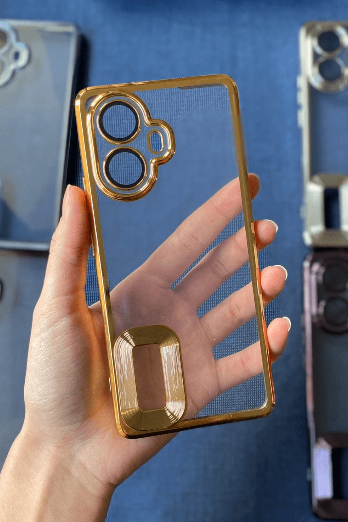 Realme 10 Pro Plus 5G Uyumlu Logo Açık Elegance Kılıf Gold