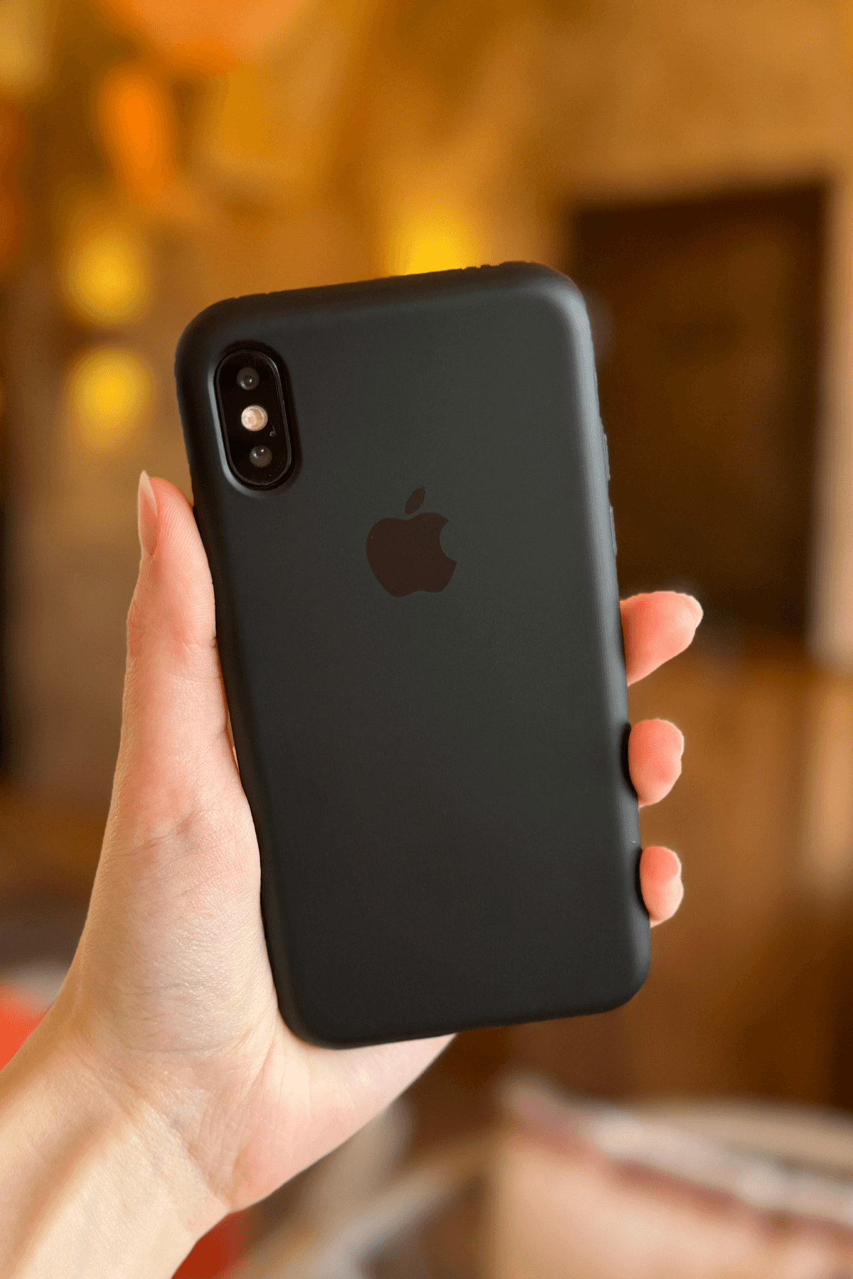 iPhone Xs Max Uyumlu Logolu Lansman Kılıf Siyah