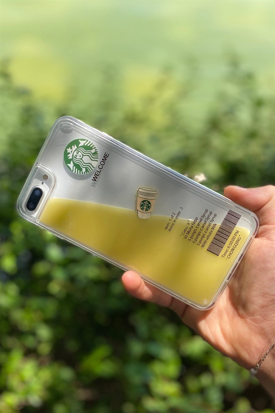 iPhone 7 Plus / 8 Plus Starbucks Temalı Sulu Kılıf Açık Kahverengi