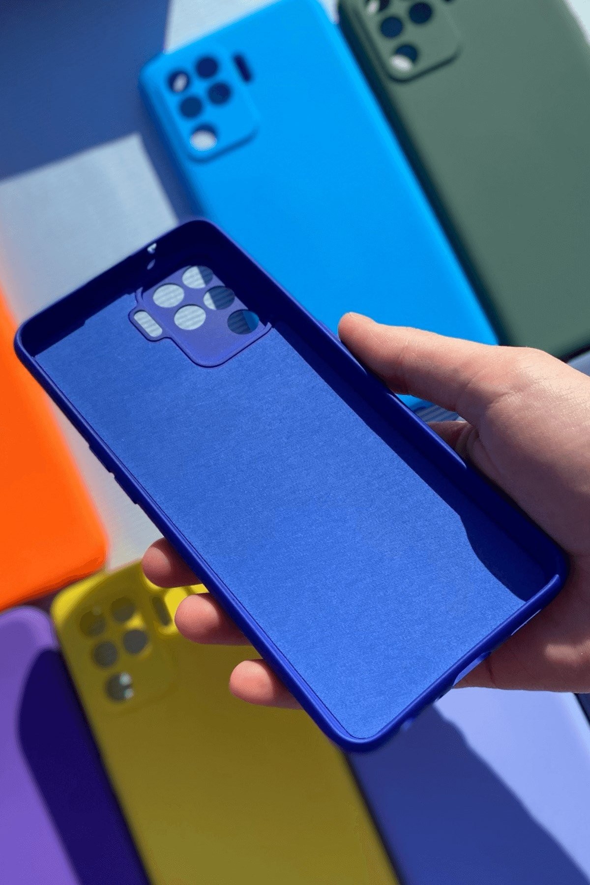 Oppo Reno 5 Lite Kamera Korumalı Lansman Kılıf Lacivert