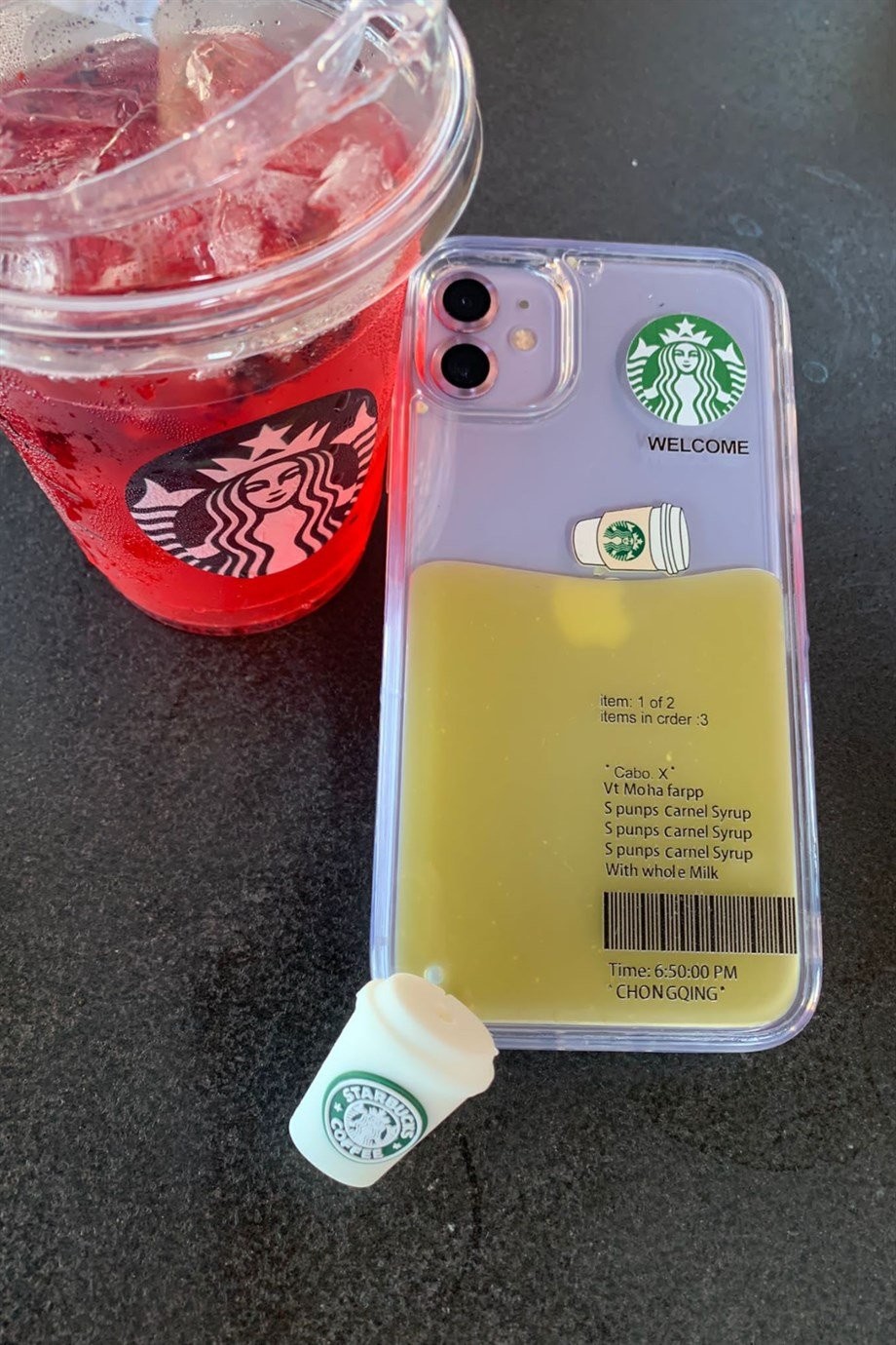 iPhone 11 Starbucks Temalı Sulu Kılıf Açık Kahverengi