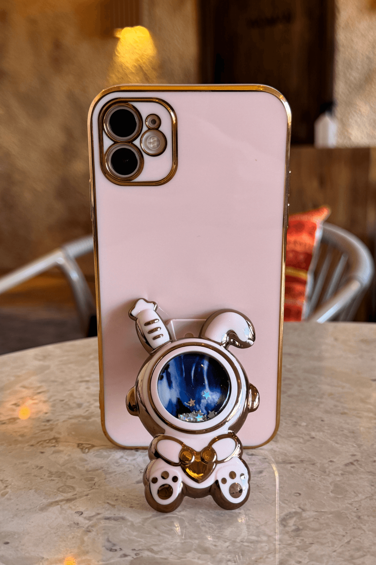 iPhone 11 Uyumlu Rabbit Emoji Standlı Kılıf Pembe