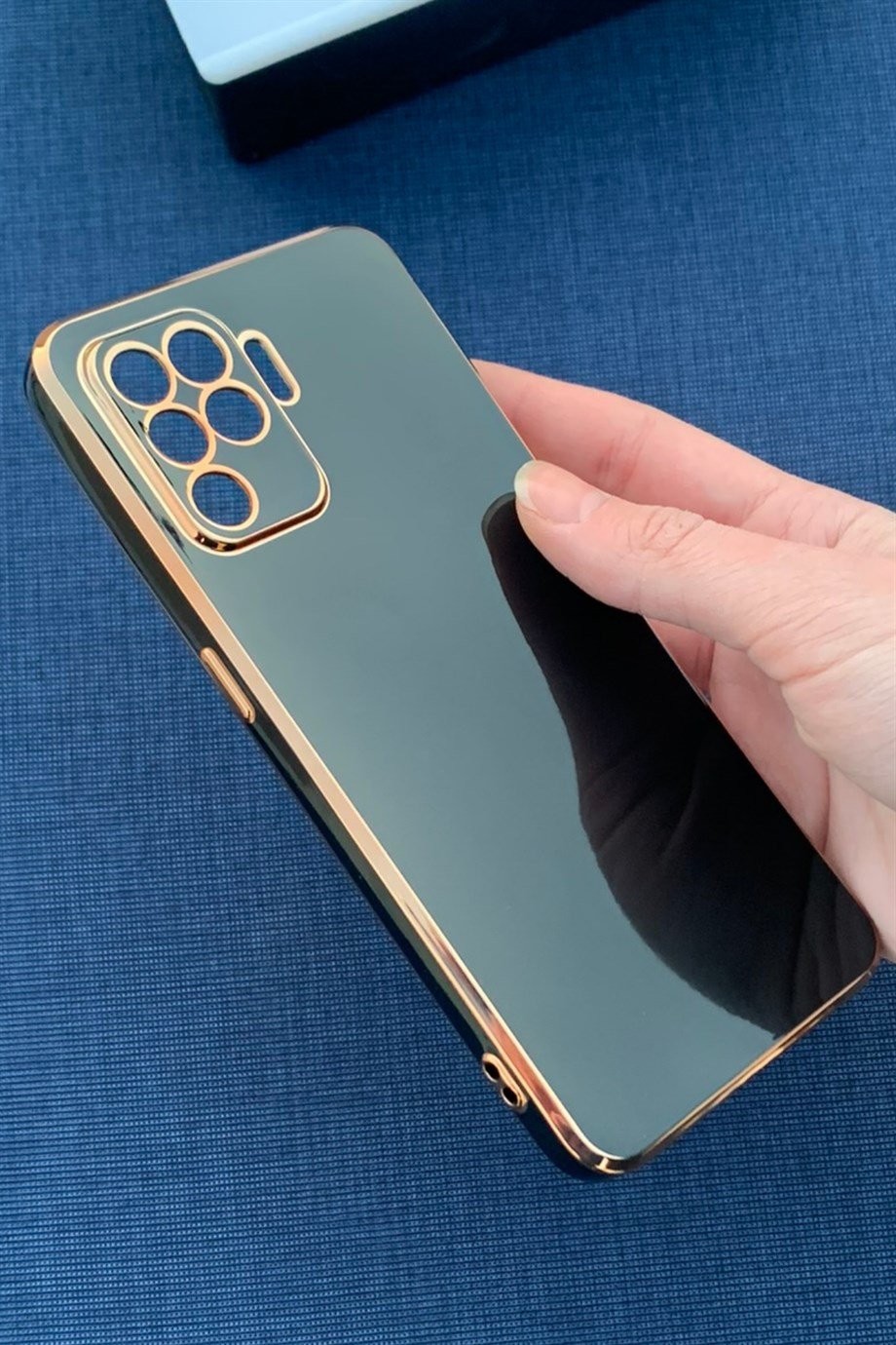 Oppo Reno 5 Lite Uyumlu Renkli Elegance Silikon Kılıf Siyah