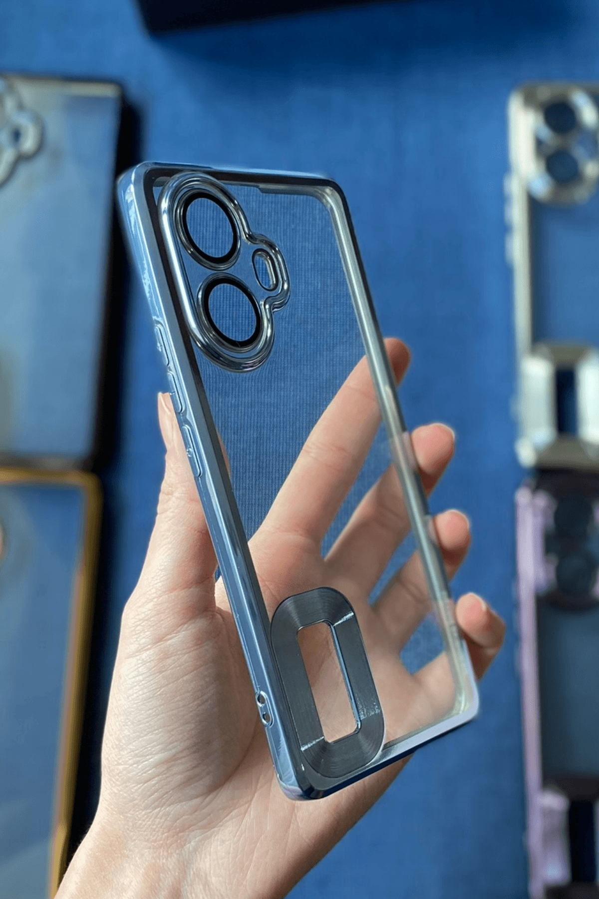 Realme 10 Pro Plus 5G Uyumlu Logo Açık Elegance Kılıf Mavi