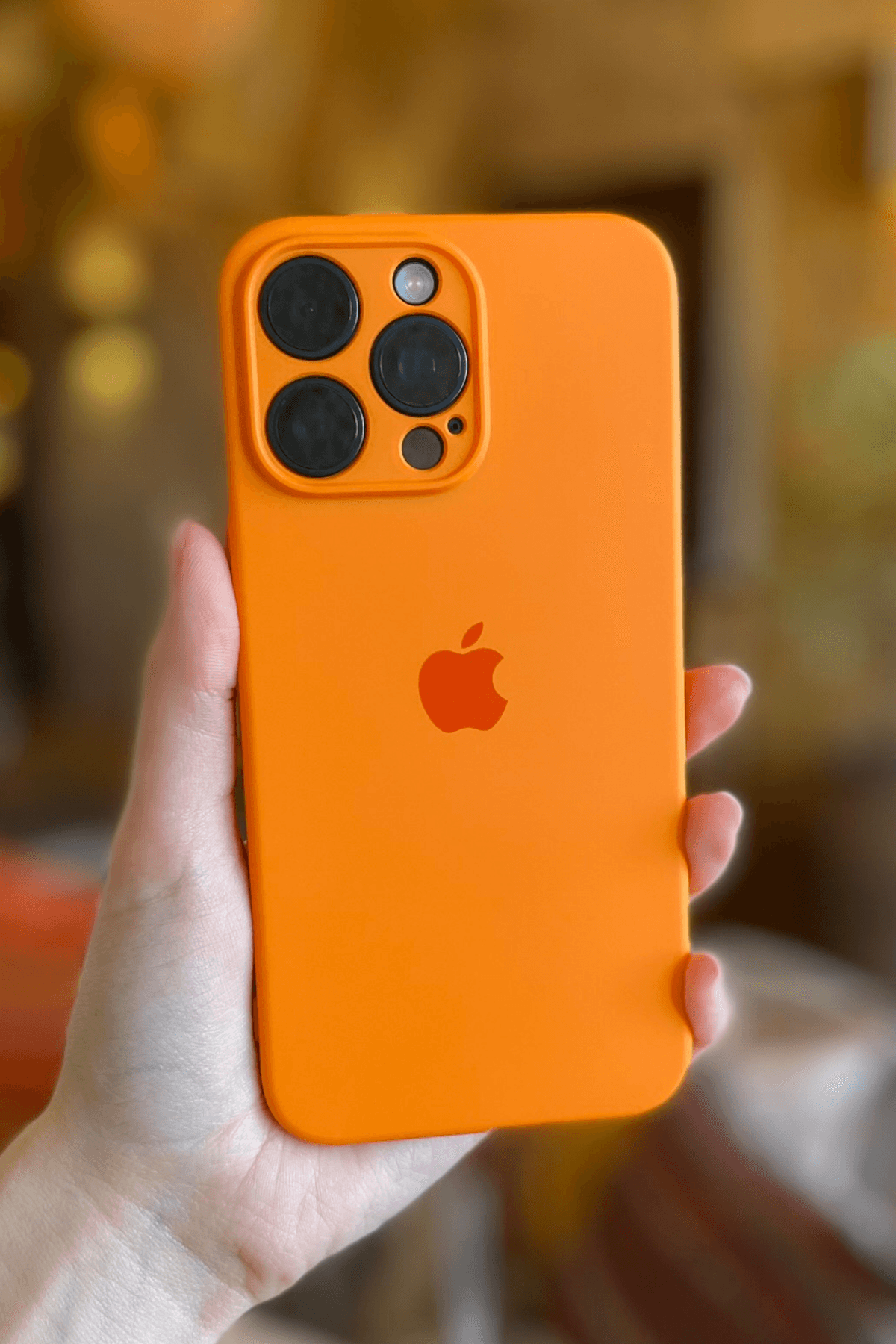 iPhone 11 Pro Max Uyumlu Logolu Lansman Kılıf Turuncu