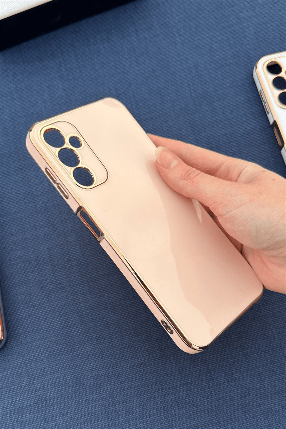 Galaxy A14 Uyumlu Renkli Elegance Silikon Kılıf Pembe