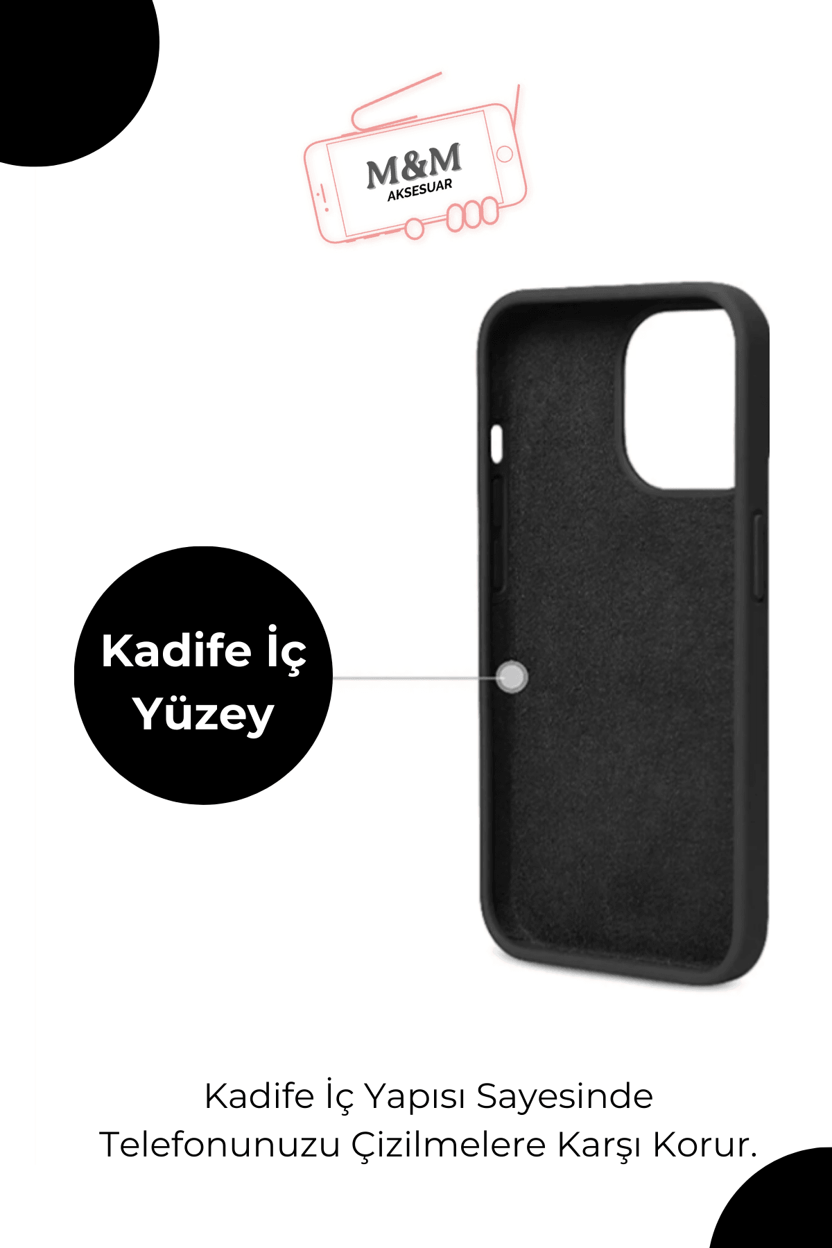 iPhone 14 Plus Uyumlu Logolu Lansman Kılıf Siyah