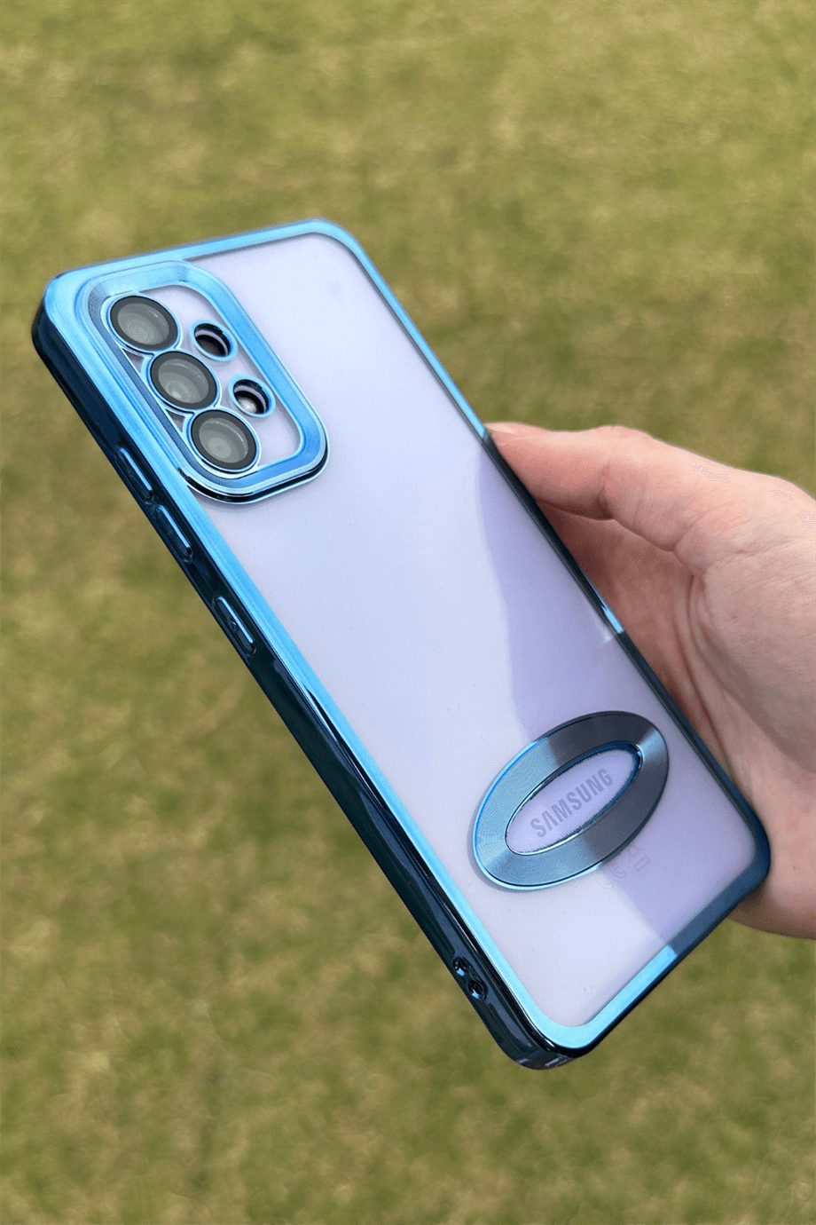 Galaxy A52 Uyumlu Logo Açık Elegance Kılıf Mavi