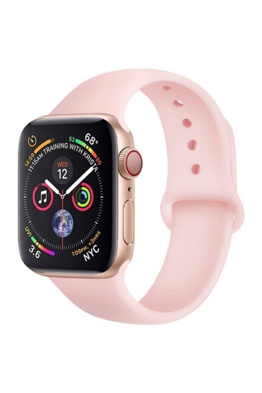 Apple Watch 2 3 4 5 Seri Uyumlu Silikon Kordon Pembe