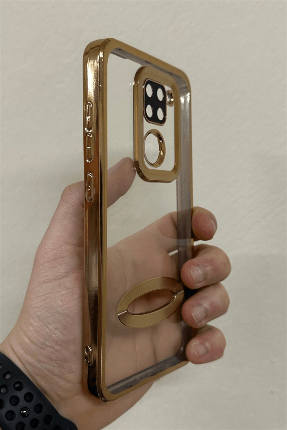 Redmi Note 9 Uyumlu Logo Açık Elegance Kılıf Gold