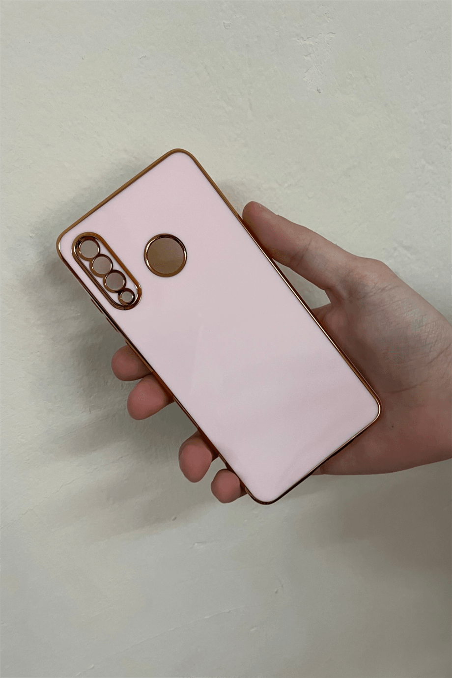 Huawei P30 Lite Uyumlu Renkli Elegance Silikon Kılıf Pembe