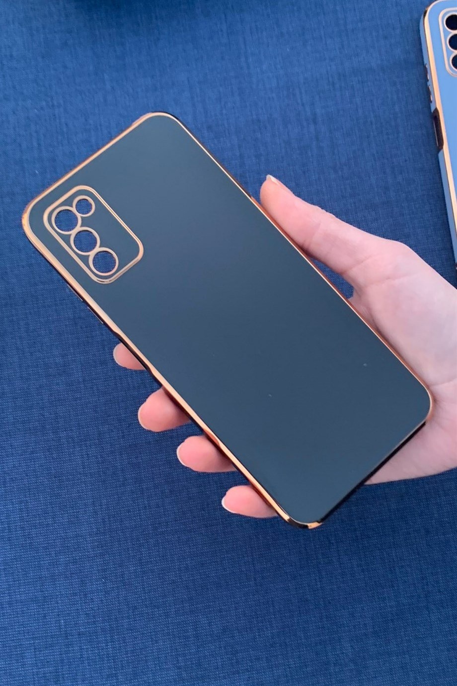 Galaxy A03s Uyumlu Renkli Elegance Silikon Kılıf Siyah